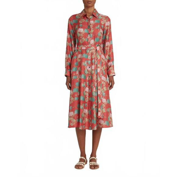 NEW EMPORIO SIRENUSE fabrizia silk dress in burgundy